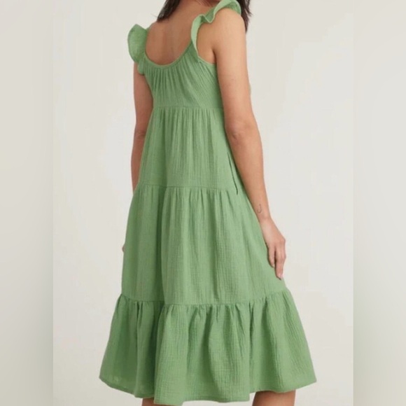 Marine Layer Dresses & Skirts - Marine Layer Jude Flutter Sleeve Dress Women Small Jade Sheen green tiered flowy